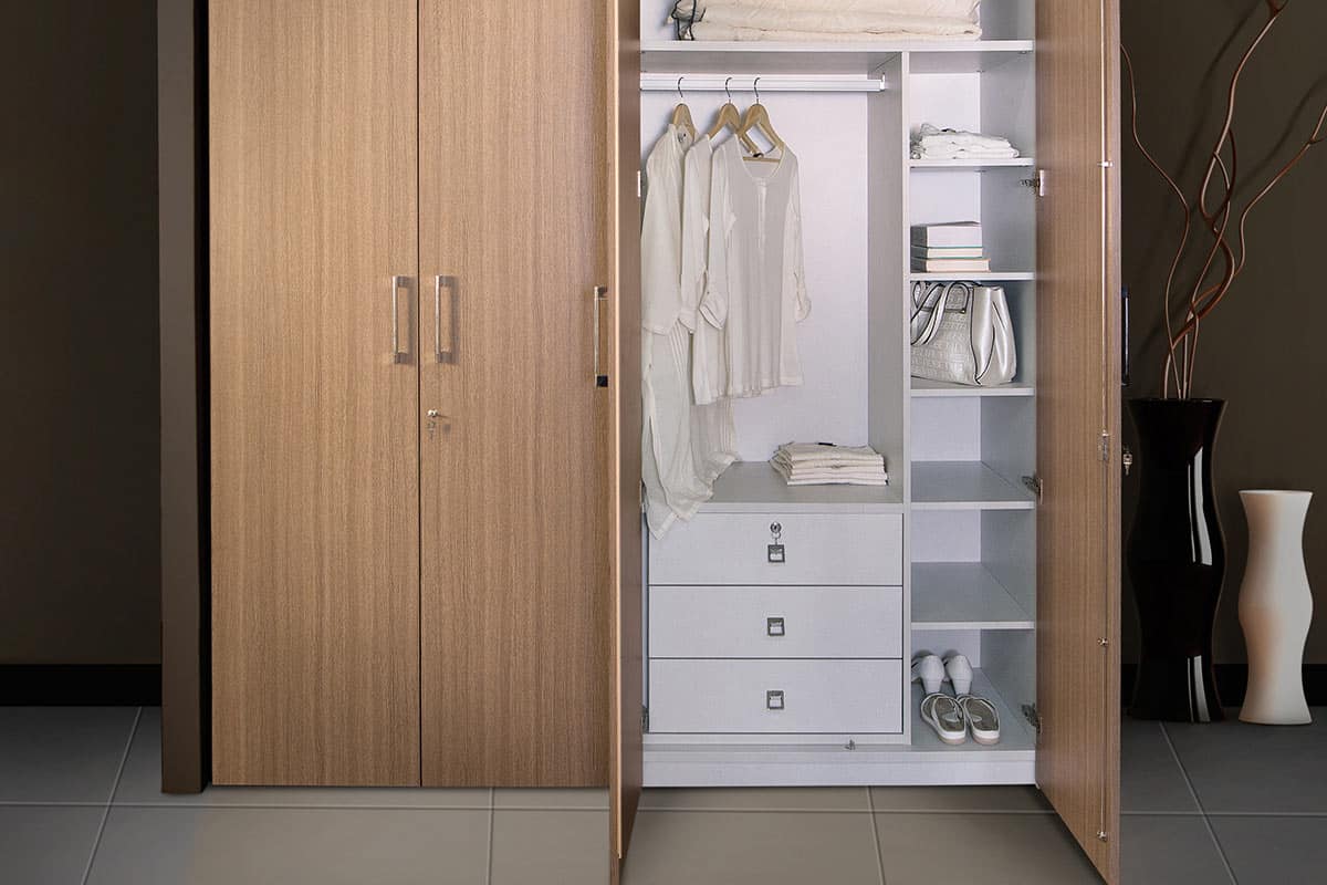 Wardrobe With White Internal Partition